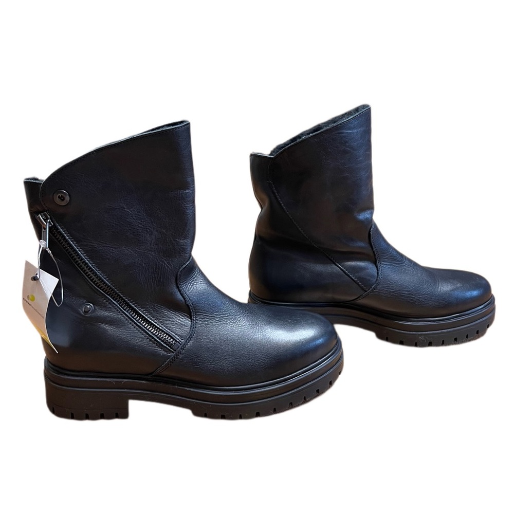 New! CRUZA TENDENDENCIA Black Genuine Leather Shearling Lined (Portugal 🇵🇹)